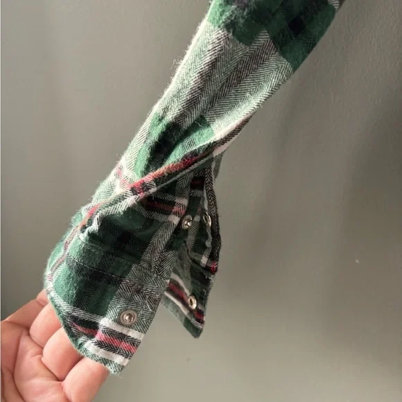 Kismet size xs Green Plaid Zip-Up Sweater Jacket gray hood fall campfire vibes - Picture 3 of 9